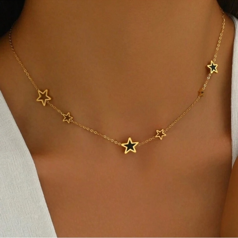 Gold Plated Stainless Steel Star Pendant Charm Necklace